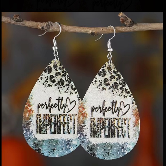 Perfectly Imperfect Leather Teardrop Drop Earrings - Picture 5 of 6